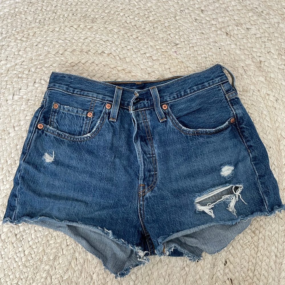 Levi's Classic Blue Distressed Jean Shorts
